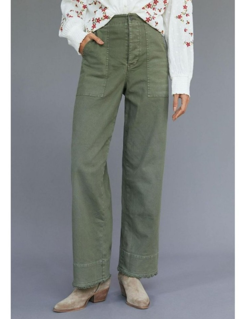Pilcro surplus straight army green pants